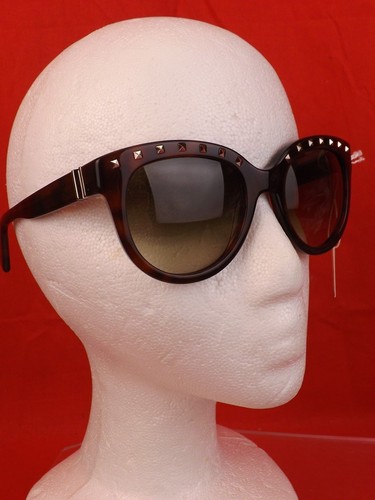 NWT VALENTINO ROCKSTUDS V677S DARK HAVANA STUDDED PLASTIC FRAME SUNGLASSES ITALY - Picture 4 of 12