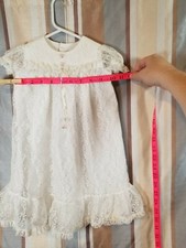 Beautiful Vintage Baby Baptism CHRISTENING GOWN  Lace with slip liner.  E1 