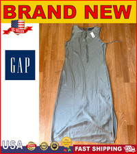 GAP petitie Midi Slip Dress - Sage Green ( Silver) - Size Medium New With tags