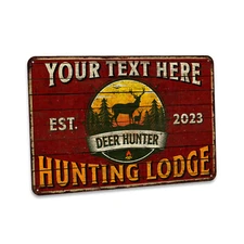 Custom Hunting Lodge Sign Deer Hunting Gift Man Cave Decor Garage 108122002216