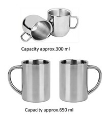 Stainless Steel Insulated Double Walled Mug Coffee Tea Cups Camping Set of 2