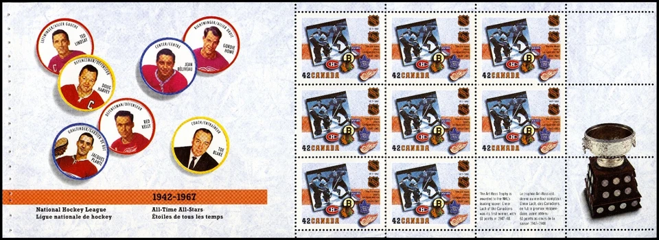 1992 Canada Post Stamp Booklet - #BK148 National Hockey League 25 x 42¢ - Image 3 of 4