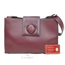 MUST DE CARTIER 2C Logo Crossbody Shoulder Bag Leather Red GHW Frence 34SA083