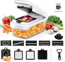 Vegetable Chopper with Container 12-in-1 Multifunctional Kitchen Gadget 8 Blades