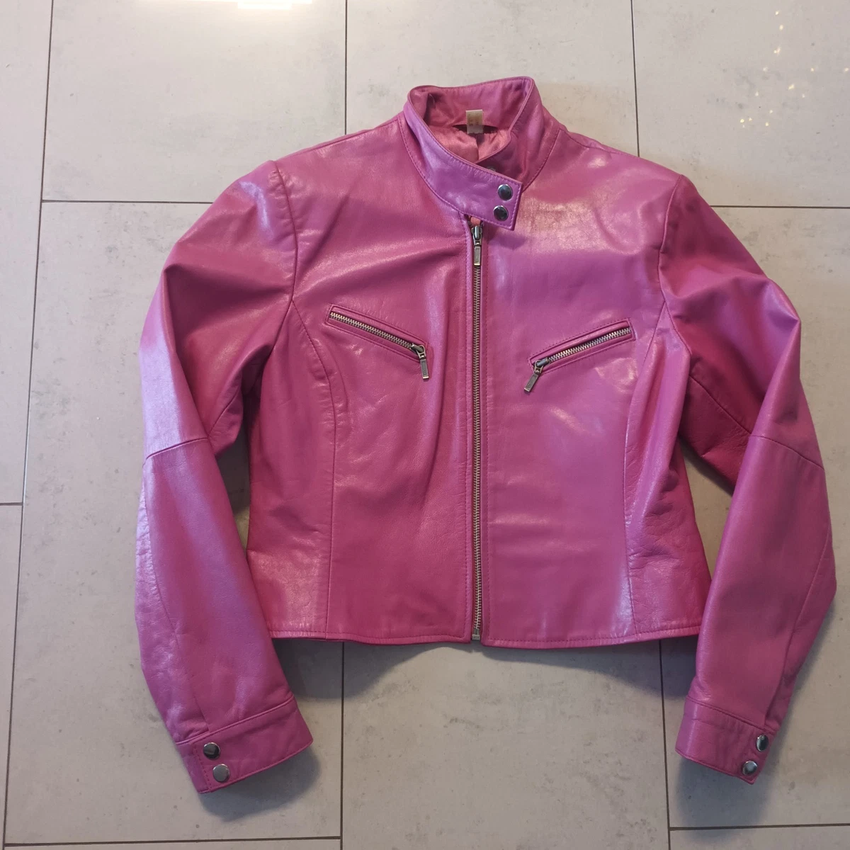 DAMEN ECHTLEDER JACKE Biker Zipper Lederjacke RJ-8001 EUR 24,90