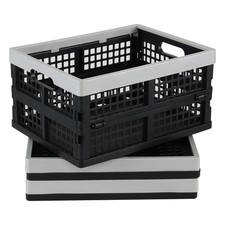 Small Collapsible Storage Crates 16 L Black Plastic Milk Crates Pack Of 3 Set