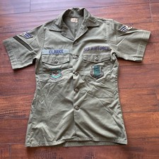 VTG U.S. Air Force Utility Shirt Mens Green OG-507 Short Sleeve 80s See Photos