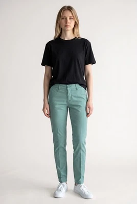 HAPPY Pantalon chino femme Joy vert d'eau Porcelaine cigarette slim stretch - Photo 1/4