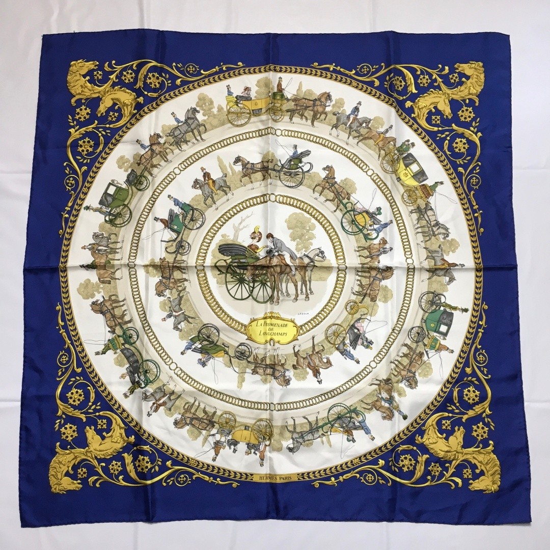 Hermes Carre 90 Silk Scarf in Navy Blue 2506-235