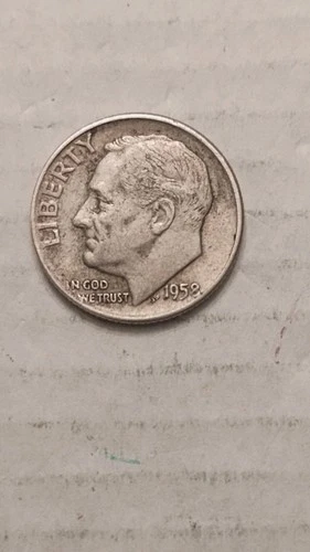 1958-D Roosevelt Silver Dime, Fine Condition, But You Judge.      635