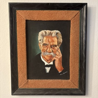 Nell Nickels 1979 Oil Portrait Albert Schweitzer Palm Springs Hilton Riviera Art