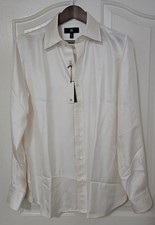 Banana Republic Silk White Cream True Slim Fit Dress Shirt Size Medium