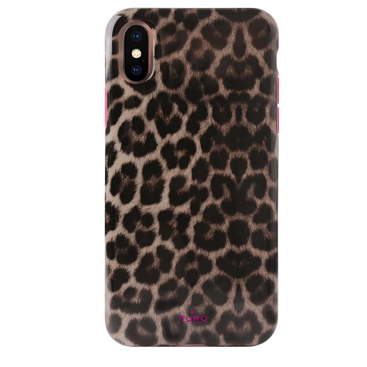 Coque iPhone XS Max robuste PURO : finies les rayures avec l'étui léopard marron