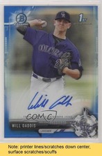 2017 Bowman Draft Chrome Pick Blue Refractor 70/150 Will Gaddis Auto READ 5x8