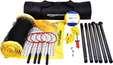 Amazon Basics Outdoor Volleyball Badminton Combo Set with Bag