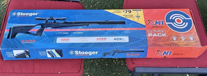 Stoeger XM1 S4 Suppressor PCP .177 Cal Quiet Airgun Black 4x32 Scope W/Hand Pump
