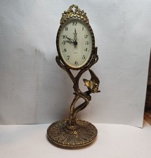 Vtg Globe German Figural Nouveau Bird Ornate Gold Gilt Mechanical Clock Cir 40s