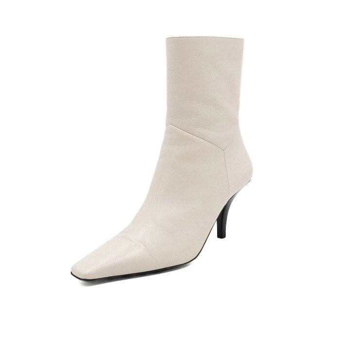 Gucci White Demy Leather G Logo Heel Women's Ankle Boots 700022 155605631 [P] - Photo 2/4