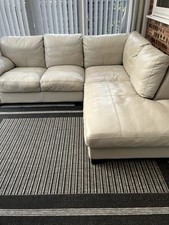 L Shaped Faux Leather Cream Couch For Sale A Few Aged Related Marks
