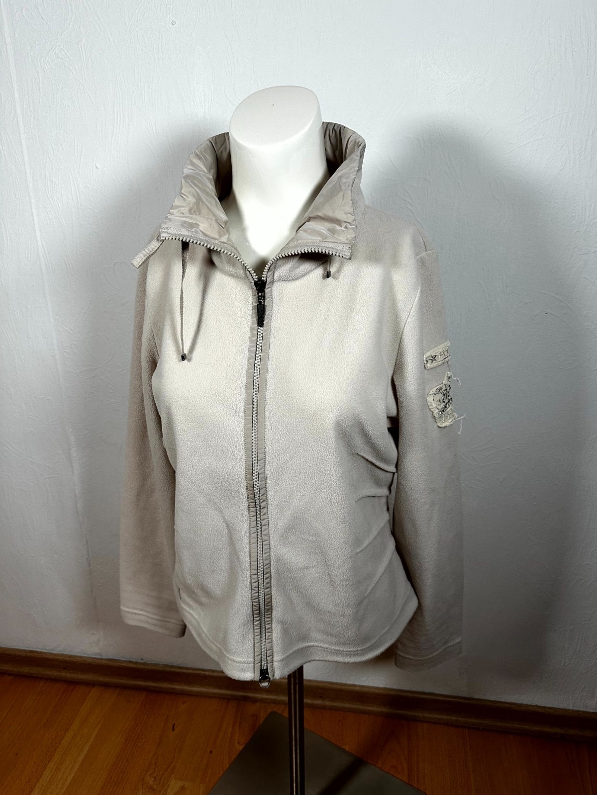 Airfield Fleecejacke Damen EU 42 Weiß Strass Stehkragen Reißverschluss Gebraucht