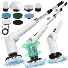 Electric Spin Scrubber - Cordless Cleaning Brush with Digital Display, 2 Speeds,