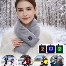 USB Heated Scarf Neck Warmer 3 Heat Levels Electric Thermal Wrap Gray Unisex