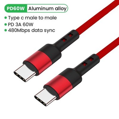 USB C to USB C Fast Charger PD Dual Type-C Charging Data Sync USB Cable