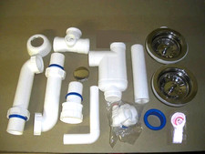 TEKA 4160 STAINLESS STEEL DOUBLE BOWL KITCHEN SINK WASTE KIT & P TRAP STRAINER