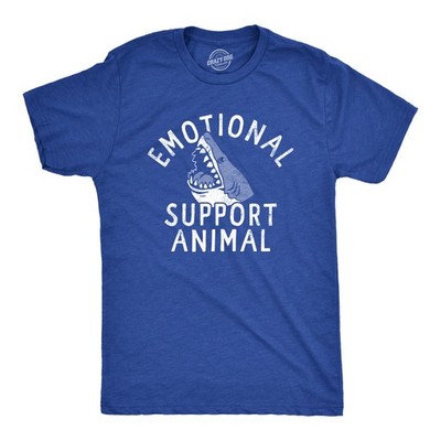 Mens Emotional Support Animal T Shirt Funny Scary Shark Attack Joke Tee for Guys