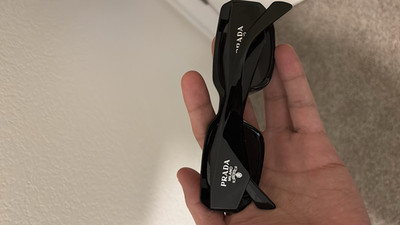 PRADA Men's Rectangular Sunglasses Black Frame/Black Lenses Plastic