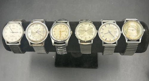 Timex Lot Of 6 Mens Vintage Wrist Watches Mechanical Analog, Automatic + More