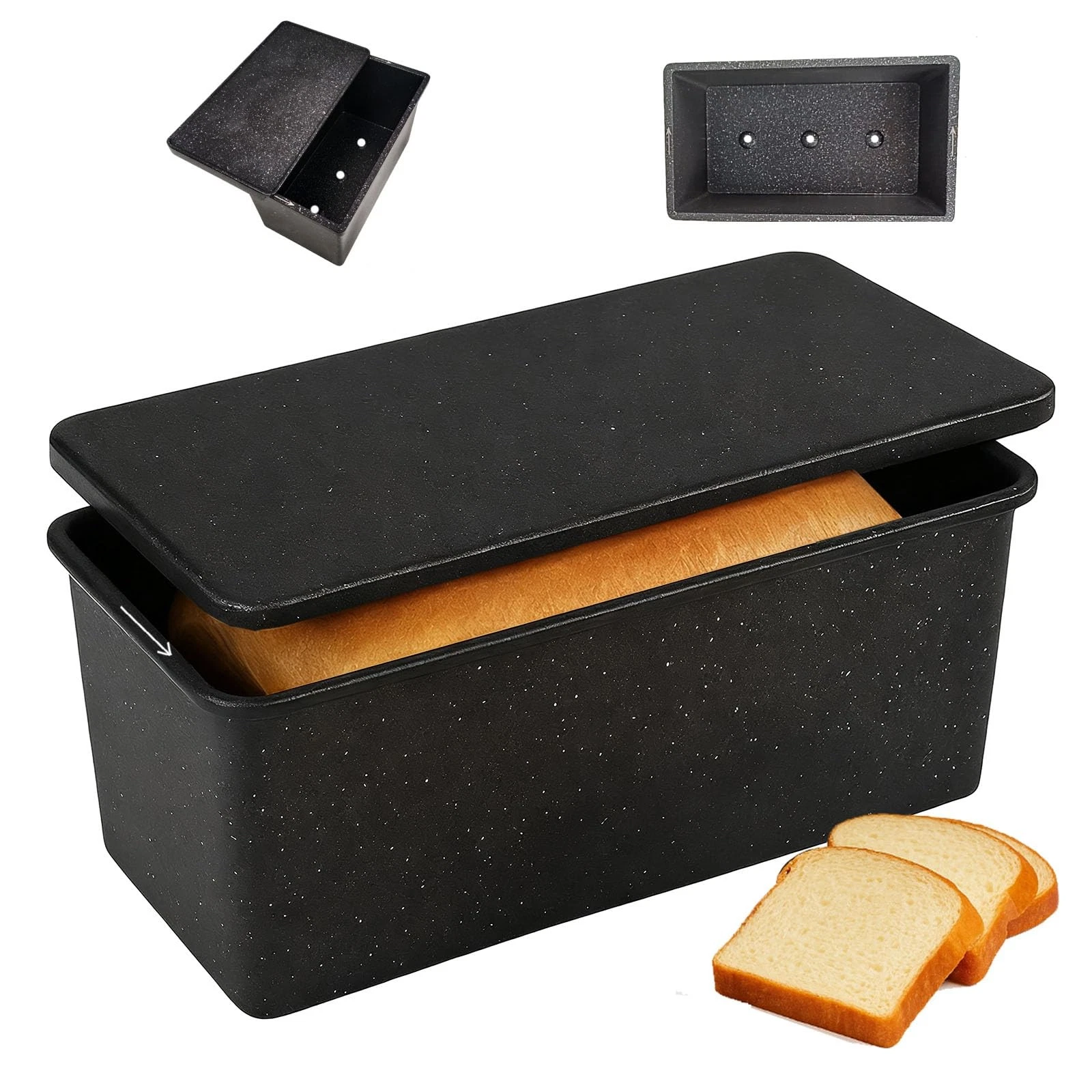 Barlket Cast Aluminum Pullman Loaf Pan with Lid, 8x4 Inch Nonstick Profession...