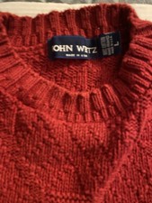 VTG John Weitz Sweater Unisex L Red Knit Made In USA Pullover 70s 80s 90s Heavy