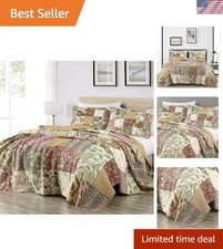 Charming Delaney 100 Cotton Floral Patchwork Quilt Set - Oversized King Size