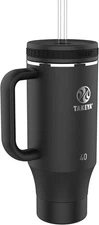 Takeya 40 oz Stainless Steel Tumbler with Lid and Two Straws, 40 Ounces, Onyx 