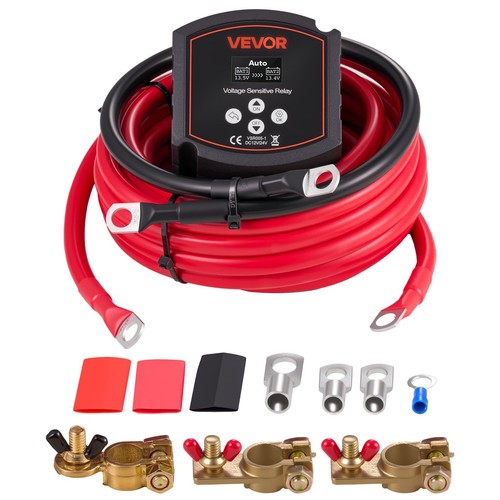 VEVOR Dual Battery Isolator Kit, 12V 300 Amp 20 ft 2AWG, Manual and...