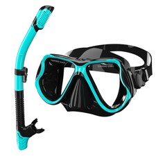 Snorkeling Gear Set for Adults Anti-Fog Mask Dry Top Snorkel Tempered Glass