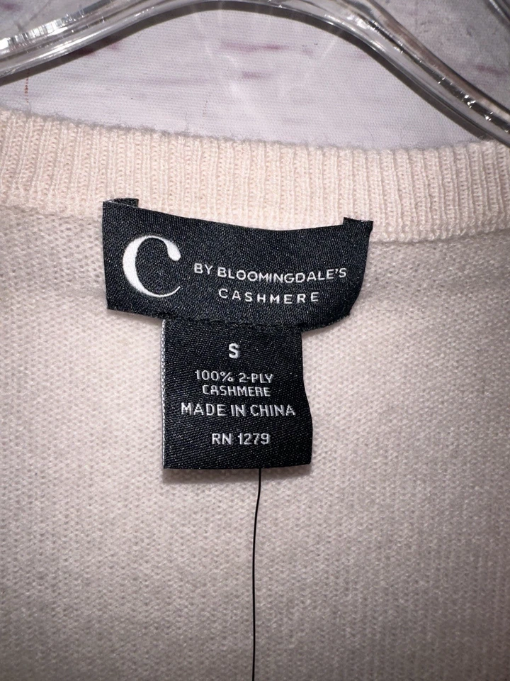 Suéter BLOOMINGDALES NUEVO CON ETIQUETAS $178 Talla S 100% Cachemira 2 Capas Cuello en V Rosa Pétalo H72 Foto 3 de 4