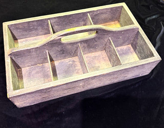 Vintage Wooden Trug Caddy Tray Storage Workshop Tool Box Carry Handle