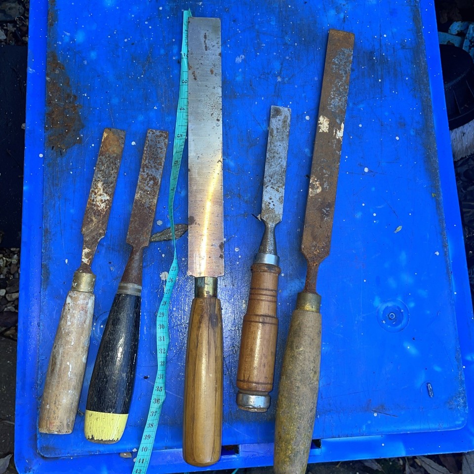 5x VARIOUS VINTAGE WOOD CHISELS regular woodworking chisels | eBay UK