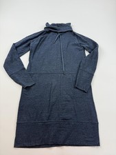 PrAna Sweater Dress Womens M Blue Long Sleeve Cowl Neck Knit Pockets Casual