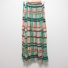 PLEATS PLEASE Pleated Issey Miyake Check Print Long Skirt Multicolor Women USED