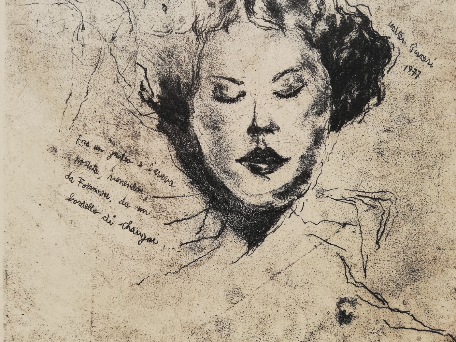 WALTER PLEASI: Rare engraving cm. 64x44 Signed, Dated, Titled. GREAT!!!