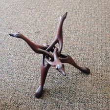 Vintage Wooden Display Stand Folding Wood Hand Carved Art