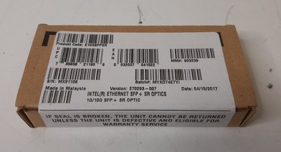 NEW Sealed Intel E10GSFPSR 10 Gigabit SFP+ 10GBase-SR Transceiver