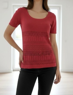 INTIMISSIMI Shirt Pullover Stricktop pink rot S 36 red Häkelshirt Top Lochmuster