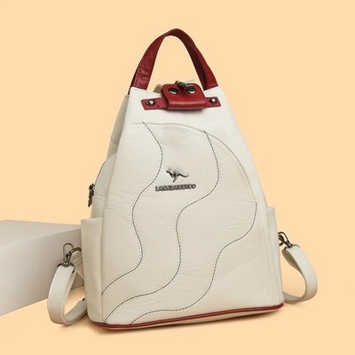 Damen Leder Rucksäcke Reißverschluss Weiblich Brusttasche Reiserucksack für Damen