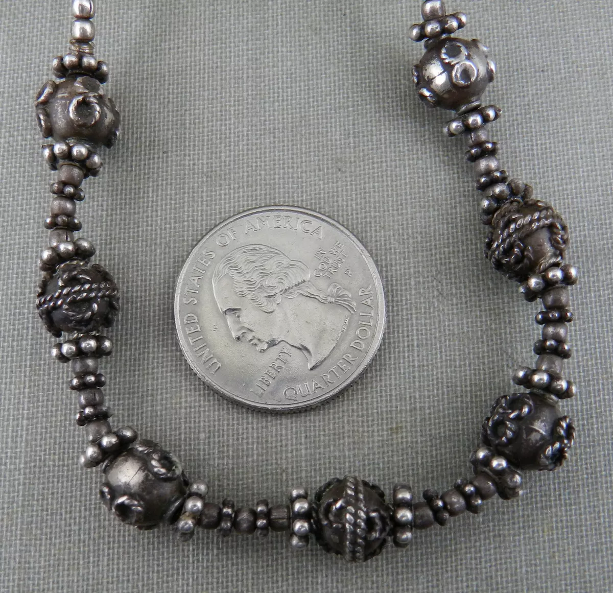 Mexico 10mm Wide Sterling Silver Bead Necklace 20″ Long 78.4 Grams - Jewelry  & Coin Mart, Schaumburg, IL