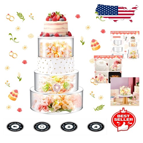 Clear Acrylic Cake Riser Set with LED Lights - 3 Sizes for Any ...