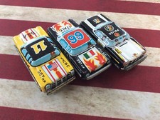 Vintage Tin Toy Car Lot Of 3 Italy 66 USA 11 Police Car